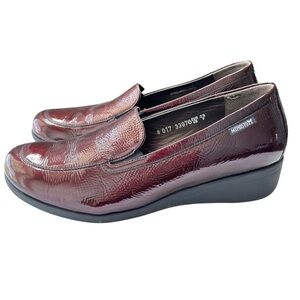 Mephisto Air Jet Leather Slip On Wedge Loafer Comfort Shoes Size 9 Burgundy